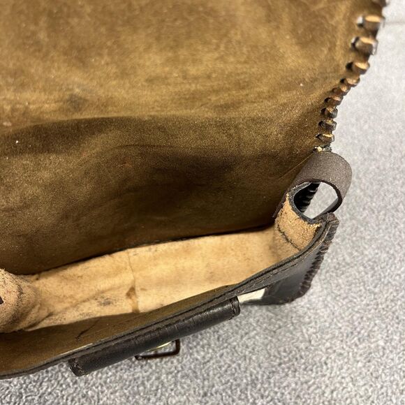 Vintage Hand Tooled Leather Crossbody Purse Womens Brown Hair-On Hide Western - Picture 12 of 15